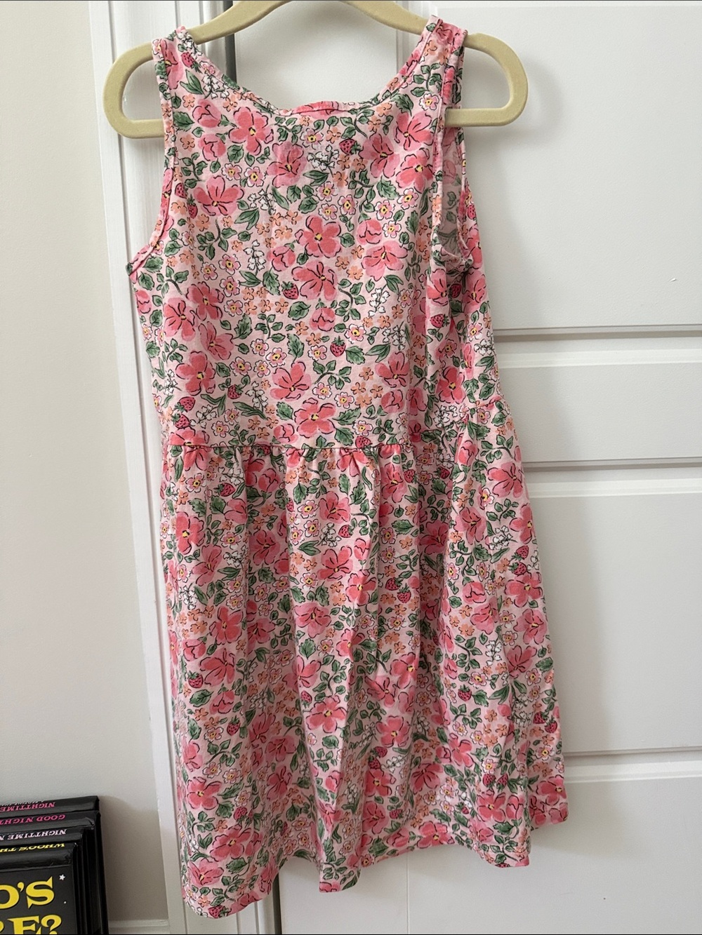 H&M Pink Floral Tank Dress with Green Leaf Accents - Picture 2 of 3